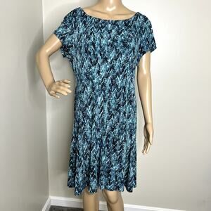 Vintage CB Blue Patterned Short Sleeve Dress